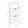 SoBuy FSR221-W Entrance Shoe Rack Space-saving Slim Shoe Rack Wooden Shoe Rack, Capacity up to Size 47, with Hooks and Open Shelf for Small Apartment Hallway Entrance White 60x19x119 cm