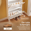 SoBuy FSR221-W Entrance Shoe Rack Space-saving Slim Shoe Rack Wooden Shoe Rack, Capacity up to Size 47, with Hooks and Open Shelf for Small Apartment Hallway Entrance White 60x19x119 cm