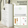 SoBuy FSR94-W Slim Shoe Cabinet with 3 Flap Doors, Space-saving Entrance Cabinet, Modern Entrance, 53x24x117 cm, White