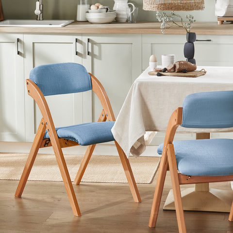 SoBuy Πτυσσόμενη καρέκλα, καρέκλα κουζίνας με κάθισμα και πλάτη, καρέκλα οξιάς, FST92-BL