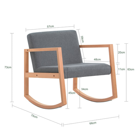 SoBuy Η παράδοση καρέκλα έπεσε με πολυθρόνα κουνιστή, χωρητικότητα 114kg, για εσωτερικούς χώρους, γραφείο, σαλόνι, ανοιχτό γκρι, 66 x75x73cm, FST93-HG