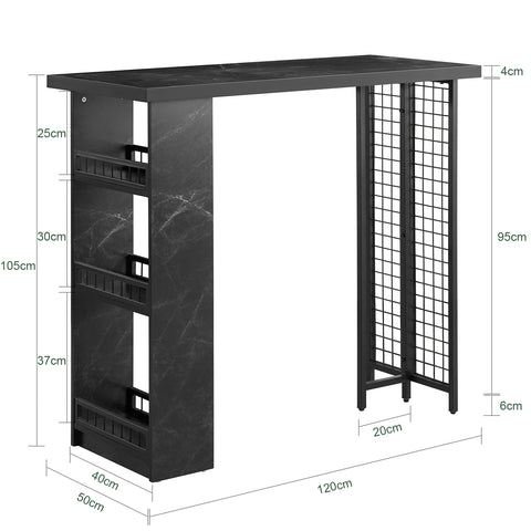 SoBuy Υψηλή τραπεζαρία τραπεζαρία τραπεζαρία μπαλκόνι χερσόνησο μαύρη κουζίνα 120x50x105cm fwt100-sh