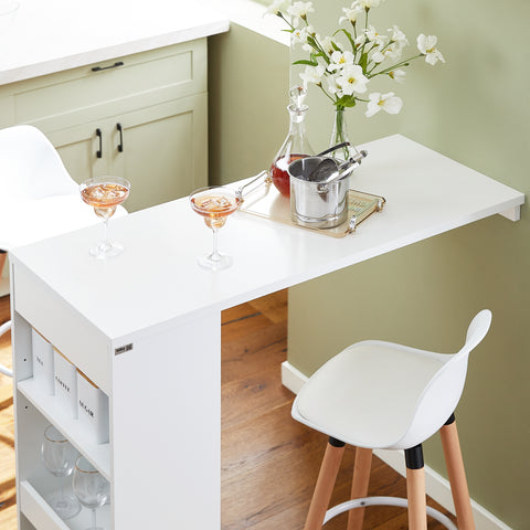 SoBuy BAL Counter Table από το μπαρ Penisola κουζίνα τοίχο τοίχο τραπέζι λευκό μπαλκόνι 110x45x106cm FWT101-W