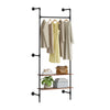 SoBuy KLS20-SCH, Wall-mounted Coat Rack with 2 MDF Shelves, Space-saving Clothes Rack 45 kg Capacity, Wardrobe for Bedroom and Entrance, 91.5x48x220cm, Industrial Black