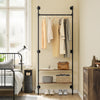 SoBuy KLS20-SCH, Wall-mounted Coat Rack with 2 MDF Shelves, Space-saving Clothes Rack 45 kg Capacity, Wardrobe for Bedroom and Entrance, 91.5x48x220cm, Industrial Black