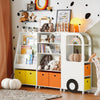 SoBuy Ράφι για βιβλιοθήκη παιδιών παιχνιδιών με κουτιά αποθηκευτικά φρένα για παιδική κρεβατοκάμαρα λευκό λευκό 26x50x110cm kmb67-w