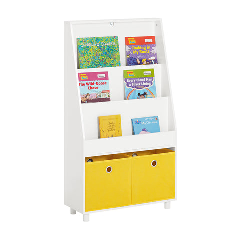 SoBuy Παιδική βιβλιοθήκη με 2 κουτιά ράφια αποθήκευσης για έπιπλα παιδιών για παιδική κρεβατοκάμαρα λευκό 60x25x110 cm kmb69-w