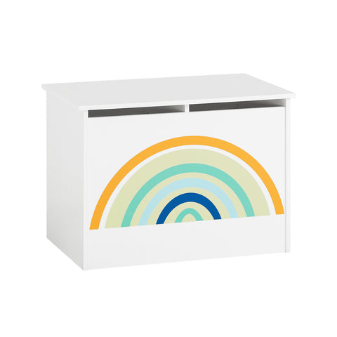 SoBuy Κουτί παιχνιδιών για παιδικό δοχείο καραβάκι Πυγμαχία πόρτα με λευκό κάλυμμα+ουράνιο τόξο 62x40x44cm kmb70-w