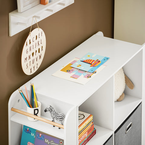 SoBuy Παιδικά βιβλιοπωλεία ράφια για έπιπλα υπνοδωματίου με δύο συρτάρια σε φυσικό λευκό μη υφασμένο ύφασμα 100x35x80cm kmb85-w