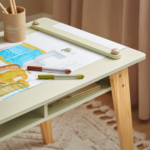 SoBuy Παιδικό τραπέζι με 2 καρέκλες έπιπλα έπιπλα για παιδικό τραπέζι για να ζωγραφίσει για πράσινα παιδιά kmb92-gr