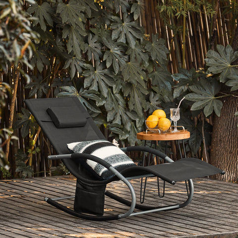SoBuy Κήπος Deckair Rocking πολυθρόνα με προσκέφαλο και μαύρη Tascine OGS28-SCH