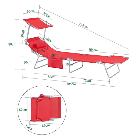 SoBuy Αναδιπλούμενο μαξιλάρι μαξιλαριού και ρυθμιζόμενη οροφή 4 γωνίες απομάκρυνσης με κόκκινη διοργανωτή, OGS48-R