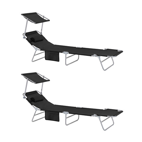 SoBuy 2 x Αναδιπλούμενο μαξιλάρι μαξιλάρι μαξιλάρι και ρυθμιζόμενη οροφή 4 γωνίες επανασύνδεσης με μαύρο διοργανωτή, OGS48-shch