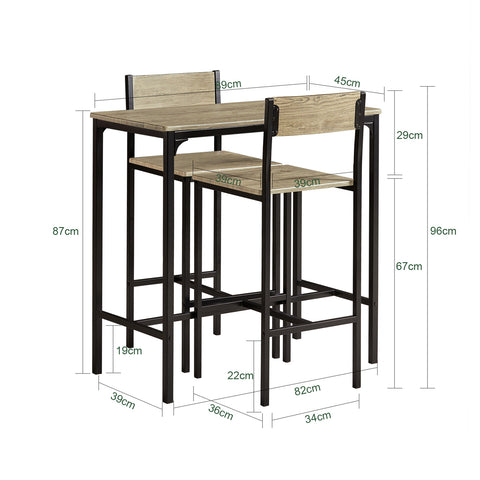 SoBuy Τραπέζι και καρέκλες τραπέζι τραπέζι ξύλο κουζίνα τραπέζι με 2 ogt03-n iti καρέκλες
