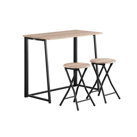 SoBuy Πτυσσόμενο τραπέζι με 2 πτυσσόμενα σκαμνιά τραπέζι εξοικονόμηση σε ξύλο και σιδήρου L90*p45*a74 cm μέγιστη χωρητικότητα 150 kg og18-n