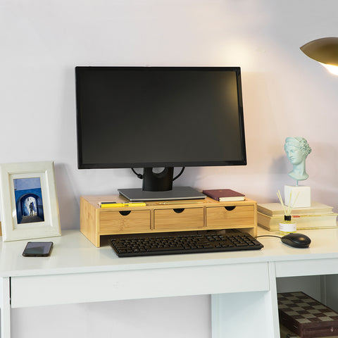SoBuy Υποστήριξη παρακολούθησης γραφείου PC με 3 διοργανωτή L51*P25*A12 cm, BBF03-N