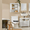 SoBuy Μονάδα τοίχου με δύο λάμψεις, ντουλάπι τοίχου μπάνιου, ντουλάπι τοίχου για κουζίνα, λευκό, 58x20x60cm, BZR51-W