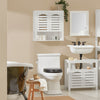 SoBuy Μονάδα τοίχου με δύο λάμψεις, ντουλάπι τοίχου μπάνιου, ντουλάπι τοίχου για κουζίνα, λευκό, 58x20x60cm, BZR51-W
