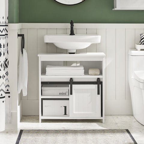 SoBuy Ντουλάπι washbasin με συρόμενο ντουλάπι πόρτας κάτω από λευκό νεροχύτη 60x30x62cm bzr61-w