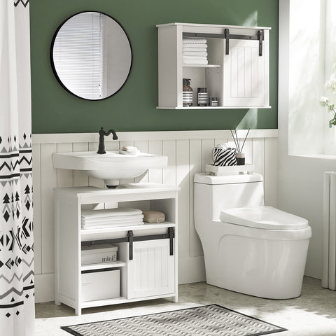 SoBuy Ντουλάπι washbasin με συρόμενο ντουλάπι πόρτας κάτω από λευκό νεροχύτη 60x30x62cm bzr61-w