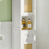 SoBuy Εξοικονόμηση μπάνιου Λευκή εξοικονόμηση με 2 πόρτες στο Rattan L32*A170*P30 cm, BZR70-W
