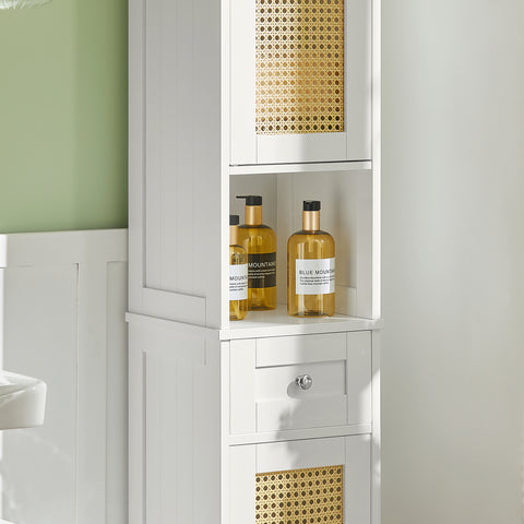 SoBuy Εξοικονόμηση μπάνιου Λευκή εξοικονόμηση με 2 πόρτες στο Rattan L32*A170*P30 cm, BZR70-W