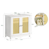 SoBuy Κινητό ντουλάπι νεροχύτη μπάνιου κάτω από νεροχύτη με 2 πόρτες χωρίς λευκό και φυσικό νεροχύτη, 60x35x58 cm, BZR72-W