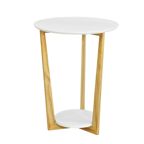 SoBuy Χαμηλό τραπέζι καναπέ, τραπέζι του καφέ;, με 2 ορόφους, στρογγυλό, λευκό FBT52-Down