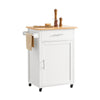 SoBuy Κουζίνα καροτσάκι καροτσάκι με τροχούς με πόρτα και λευκό -φυσικό συρτάρι fkw102 -own