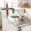 SoBuy Κουζίνα καροτσάκι με ανοξείδωτο χάλυβα Top Kitchen Island με πλευρικό ράφι Creenza με λευκούς τροχούς, FKW108-W