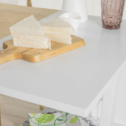 SoBuy Καναπέ τραπέζι με τροχούς κουζίνα καροτσάκι L38*P60*A77cm Λευκό FKW77-W