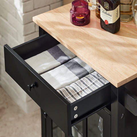 SoBuy Κουζίνα κουζίνα κάλυμμα κουζίνας με coll στυλ ANTALO Solid σε συμπαγές ξύλο Shevea Black L63*P46*A88 cm FKW98-SH