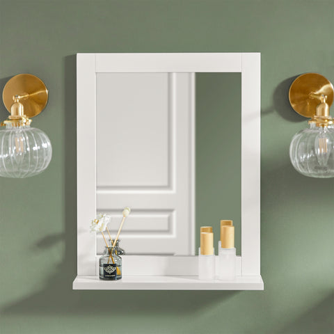 SoBuy Καθρέφτης τοίχου καθρέφτη λευκό ράφι μπάνιου FRG129-W