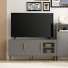 SoBuy Lowboard τηλεοπτικό ντουλάπι για τραπέζι τηλεόρασης με 3 ντουλάπια τηλεόρασης ράφι γκρι 105x46x35cm FSR130-HG