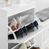 SoBuy Λεπτό ράφι παπουτσιών εξοικονόμησης, ρυθμιζόμενος κάτοχος εξοικονόμησης χώρου, λευκό, FSR78-W