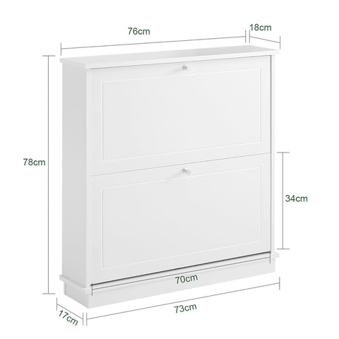 SoBuy Κασκόλ με 2 πόρτες και 4 ράφια, χρώμα: λευκό, διαστάσεις: περίπου. 76 x 78 x 18 cm FSR99-W