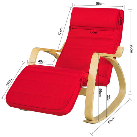 SoBuy Dondole καρέκλα καρέκλα χαλάρωση κόκκινη πολυθρόνα Ρυθμιζόμενα πόδια FST16-R