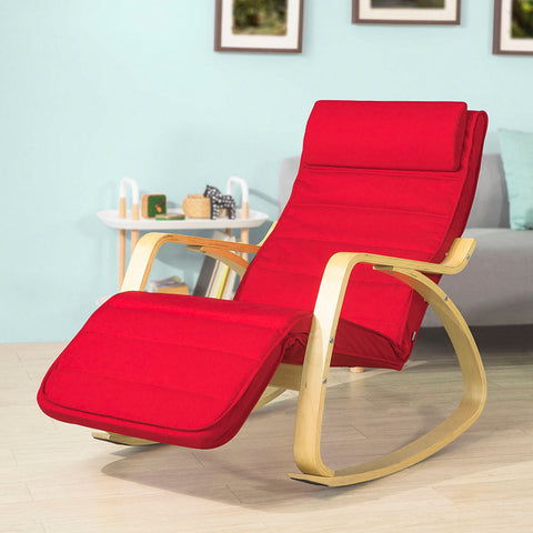 SoBuy Dondole καρέκλα καρέκλα χαλάρωση κόκκινη πολυθρόνα Ρυθμιζόμενα πόδια FST16-R