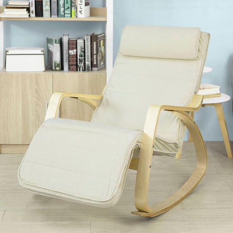 SoBuy Καρέκλα καρέκλα dondolo χαλάρωση λευκή πολυθρόνα ρυθμιζόμενα πόδια fst16-w