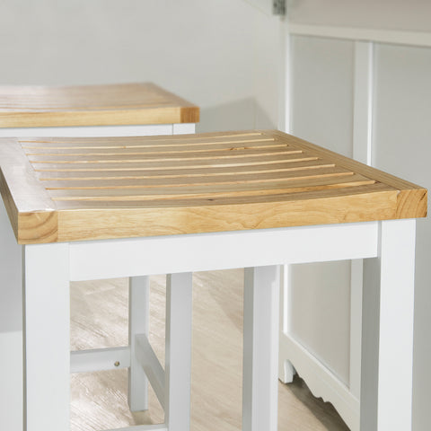 SoBuy Ρυθμίστε 2 σκαμνιά για σύγχρονα σκαμνιά κουζίνας σόλο στερεό ξύλο λευκό ύψος 61 cm, μέγιστη χωρητικότητα 100 kg fst29-cross2