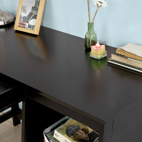 SoBuy Τραπέζι μαύρου γραφείου γραφείου με βιβλιοθήκη FWT38-SH