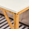 SoBuy Τραπεζαρία σε μπαμπού κουζίνα τραπέζι λευκό και φυσικό χρώμα 120x60x75cm fwt72-down
