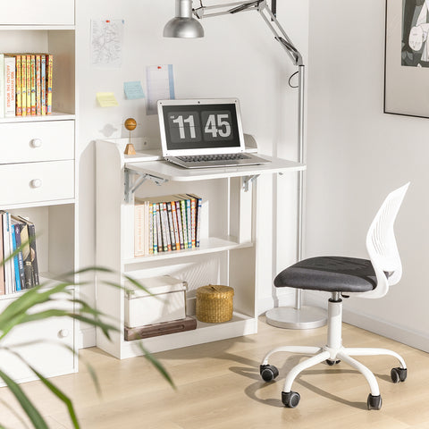 SoBuy Γραφείο μικρού γραφείου εξοικονόμηση πτυσσόμενου γραφείου τραπεζιού καφέ με βιβλιοθήκη FWT92-W