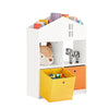SoBuy Βιβλιοθήκη παιδιών για παιδιά με 2 κουτιά σε ύφασμα διοργανωτή για λευκά παιχνίδια KMB49-W