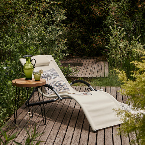 SoBuy Καρέκλα κρεβάτι κήπου σε σκόνη σιδήρου και ύφασμα Teslin, White, OGS38-W