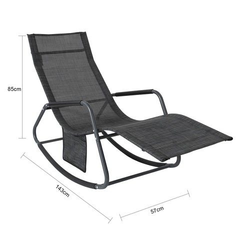 SoBuy Κολλητική πολυθρόνα με εξωτερική κουνιστή καρέκλα με πλευρική τσέπη έφερε στα 150 kg σκούρο γκρι OGS47-MS