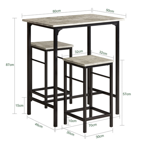 SoBuy Τραπέζι και καρέκλες υψηλό τραπέζι ξύλινο τραπέζι με 2 καρέκλες ognt10-hg