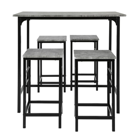 SoBuy Τραπέζι και καρέκλες υψηλής τραπεζικής κουζίνας ξύλινη κουζίνα με 4 og11-hg γκρι σκαμνιά