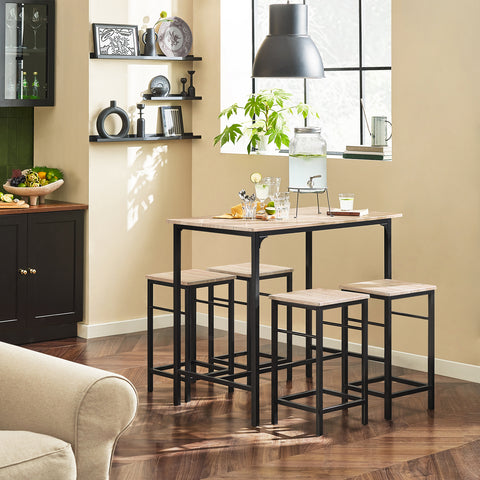 SoBuy Τραπέζι και καρέκλες υψηλό τραπέζι ξύλινο τραπέζι με 4 ognt11-n σκαμπό